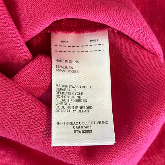 ELLEN TRACY NWT Linen-Blend Ruffle Sleeveless Top w/Tassel SMALL Fuchsia Pink - Picture 7 of 7